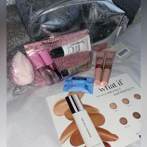 Ulta Silver Makeup Bag + Beauty Samples Bundle